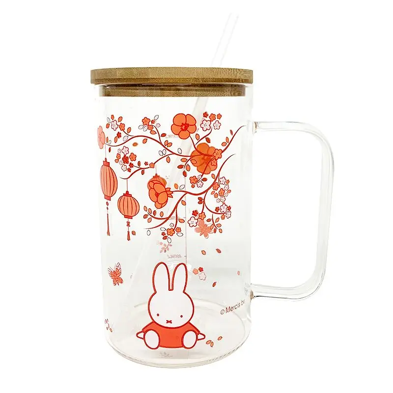 Kubek Kawaii MIffy Cartoon z nakrętką i słomką 1000 ml Kubek na wodę do użytku domowego o dużej pojemności Prezent świąteczny