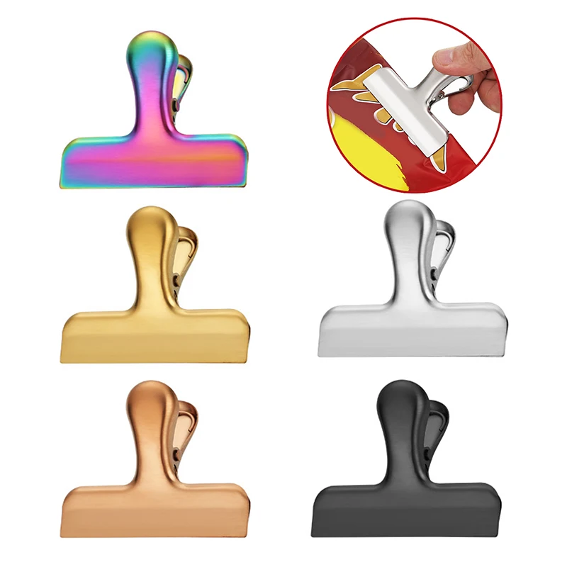 คลิปหนีบถุงสแตนเลสสําหรับอาหาร Heavy Duty โลหะเงินคลิปอาหารสํานักงานกระดาษ Clamps Air แน่นซีลคลิปขนม