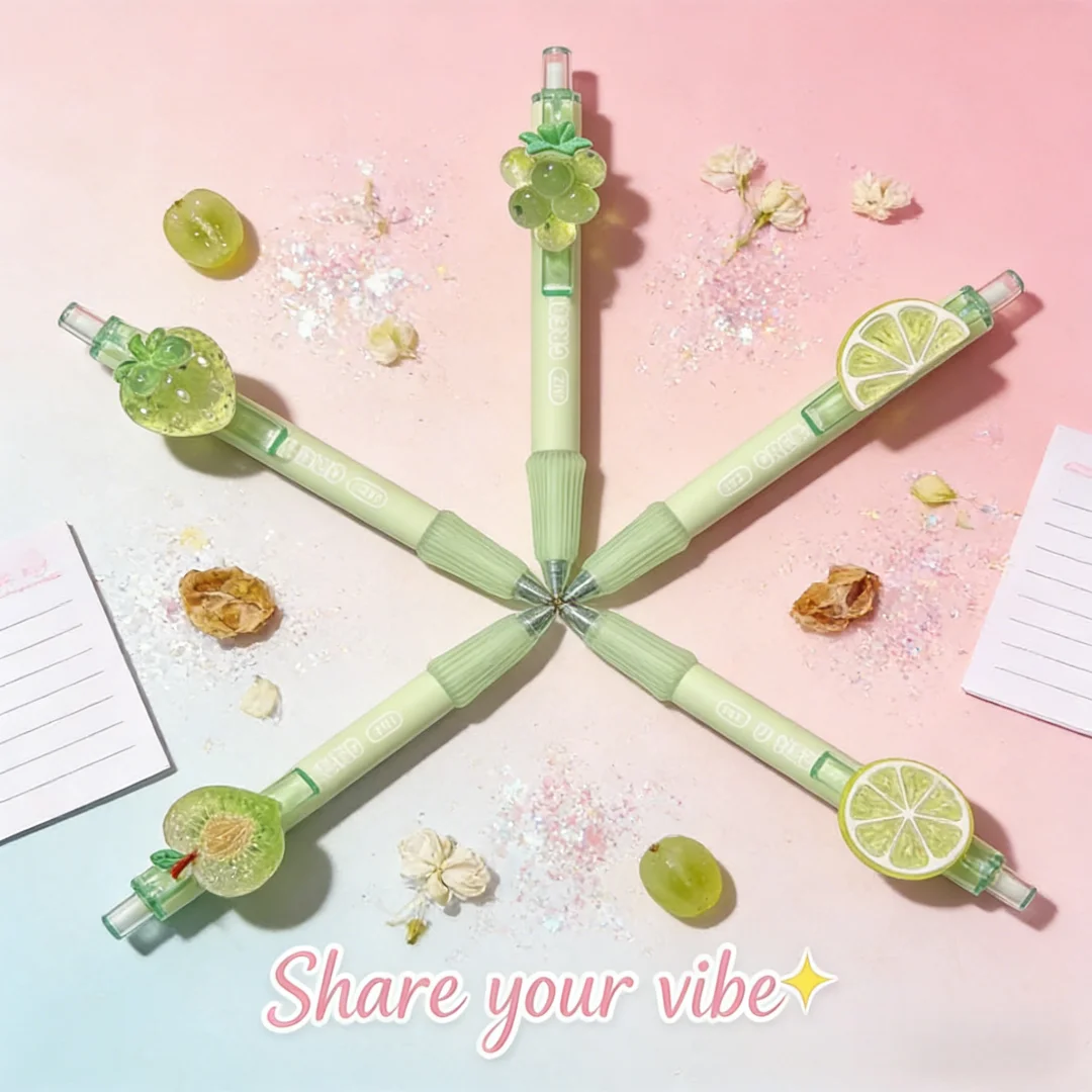 Ice Grapefruit Gel Pen with Cute Pendant 0.5mm Fast-Drying Black Ink Press Pen for Students Office High Aesthetic Smooth Writing