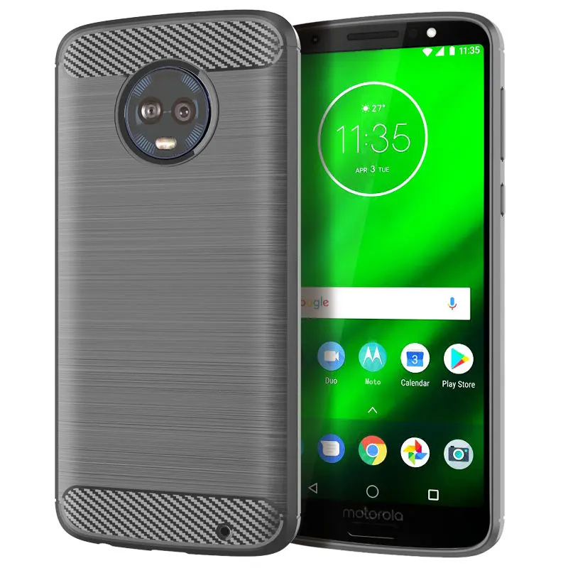 Shockproof Carbon Fiber Case for Moto G6 Plus G6+ Brushed Texture Rubber Silicone Case for moto g6 plus g6+ Soft Phone Cover