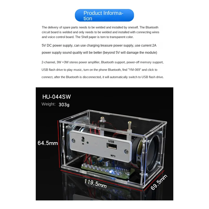 DIY Electronic Kit Bluetooth Speaker Music Spectrum Soldering Practice LED Flash Display Soldering Project Practice DIYB