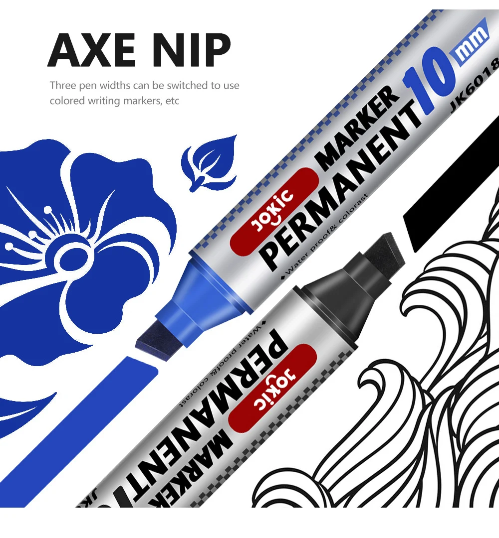 1/4 Stück Farben Set Permanentmarker, wasserfeste Tinte, dünne Spitze, rohe Spitze, schwarz, blau, rot, grüne Tinte, 10 mm rohe Farbmarkierungsstifte – Detail 2