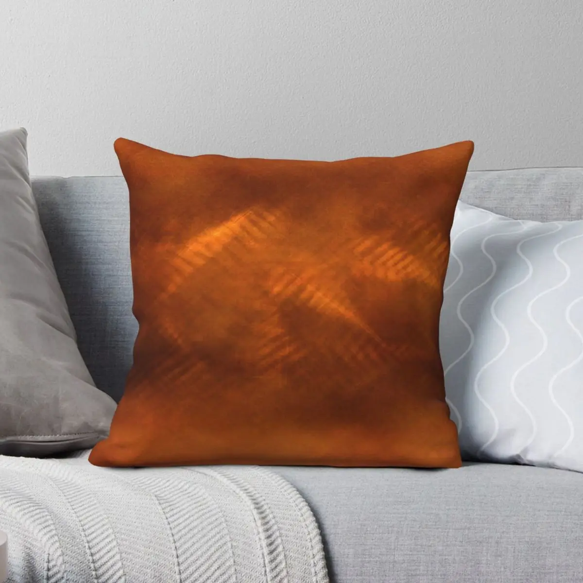 Orange Copper Square Pillowcase Polyester Linen Velvet Printed Zip Decorative Throw Pillow Case Car Cushion Cover