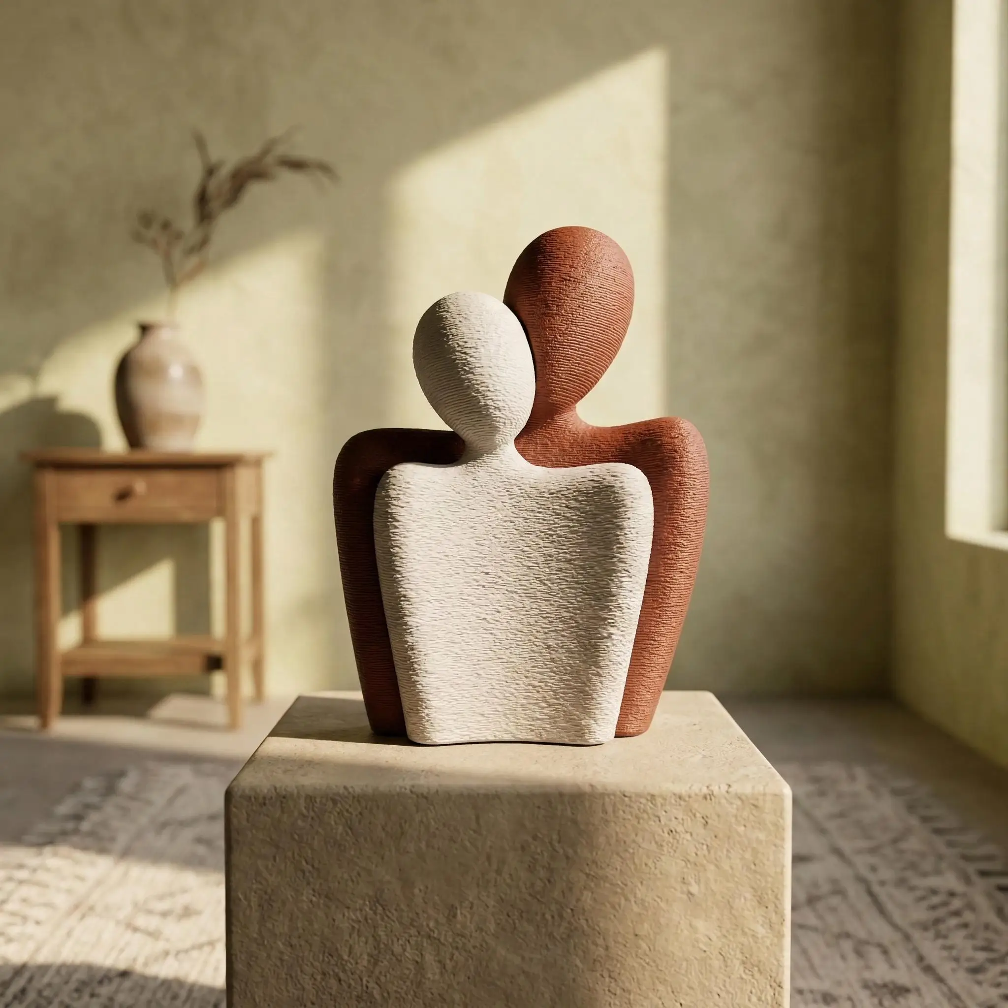 2 Stück Abstrakte Paar-Skulptur Umarmende Figuren Moderne Nordische Matte Statue Boho Wohndekor Romantisches Hochzeitsgeschenk Schreibtisch-Ornament