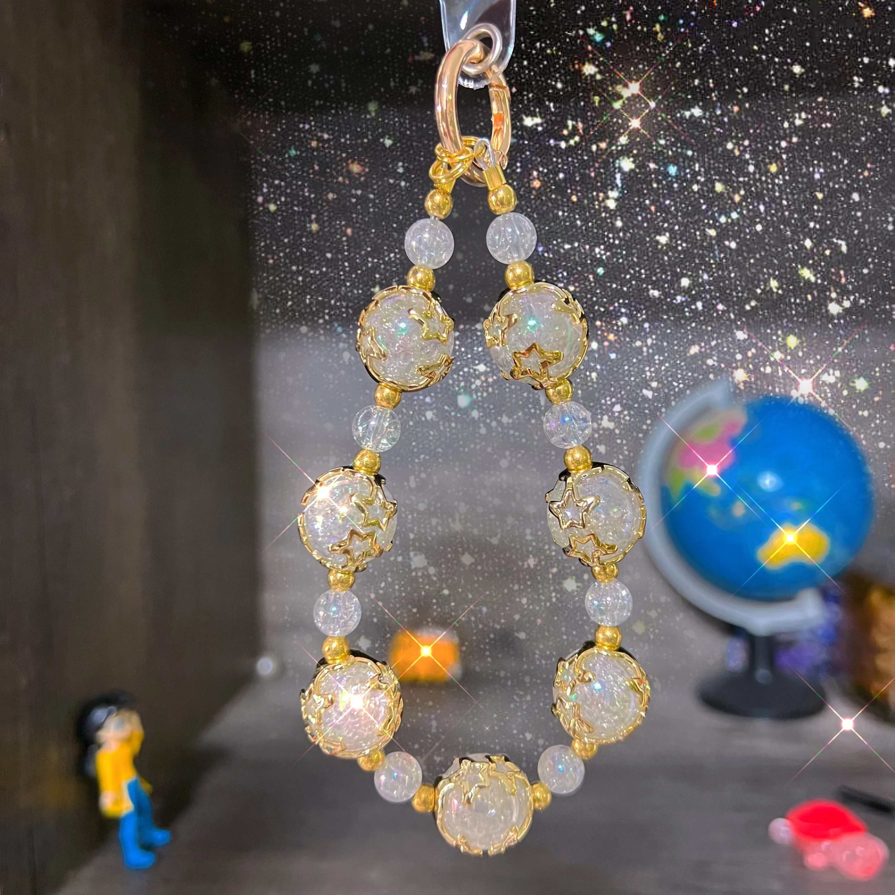 

For Short Phone Lanyard Wrist Dreamy Starry Sky Crystal Bead Bracelet For women Ins Exquisite Handmade Fashion Little Fragrance