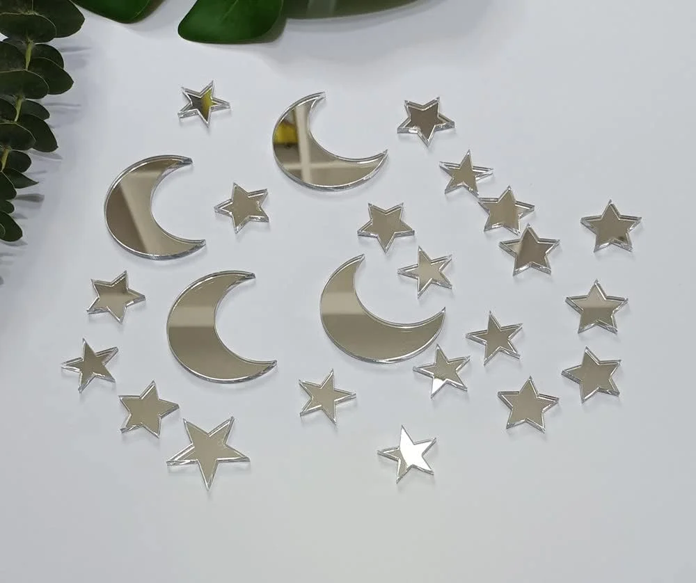 26pcs Moon Star Cake Topper,Moon and Stars Celestial Cake Charms for Birthday Party Baby Shower Decor