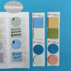 100 Sheets Transparent Sticky Notes Self-Adhesive Annotation Books Notepad Bookmarks Memo Pad Index Tabs Stationery