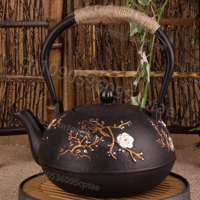 

Японский чайный набор: чугунный чайник, кухонный чайник из нержавеющей стали, посуда для напитков, электрический керамический чайник с узором «Цветущая слива», для пикника