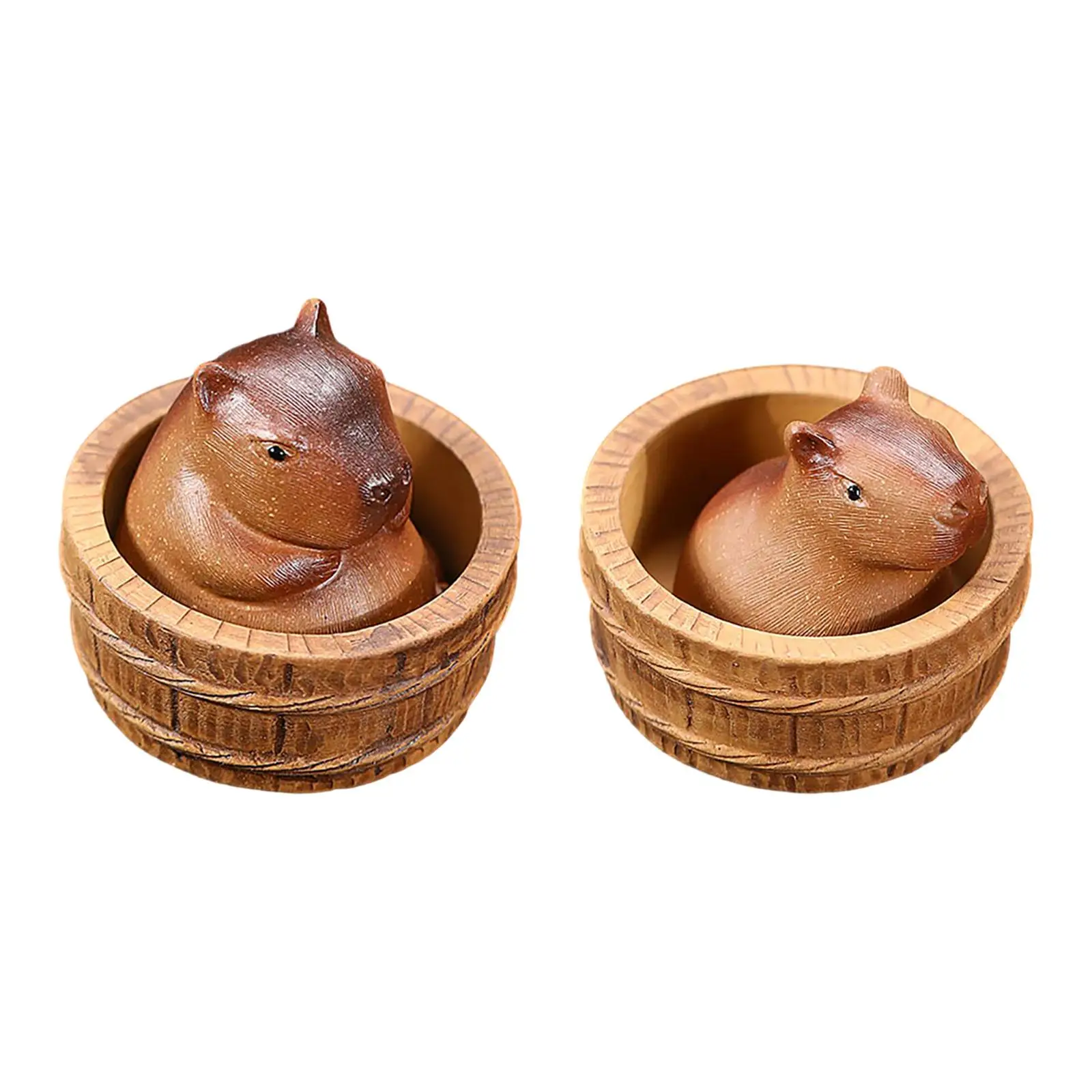 Clay Capybara Mini Tea Pet Figurine Adorable Kung Fu Tea Pet Model for Bedroom Tea Room Fairy Garden Home Yoga Room Shelf