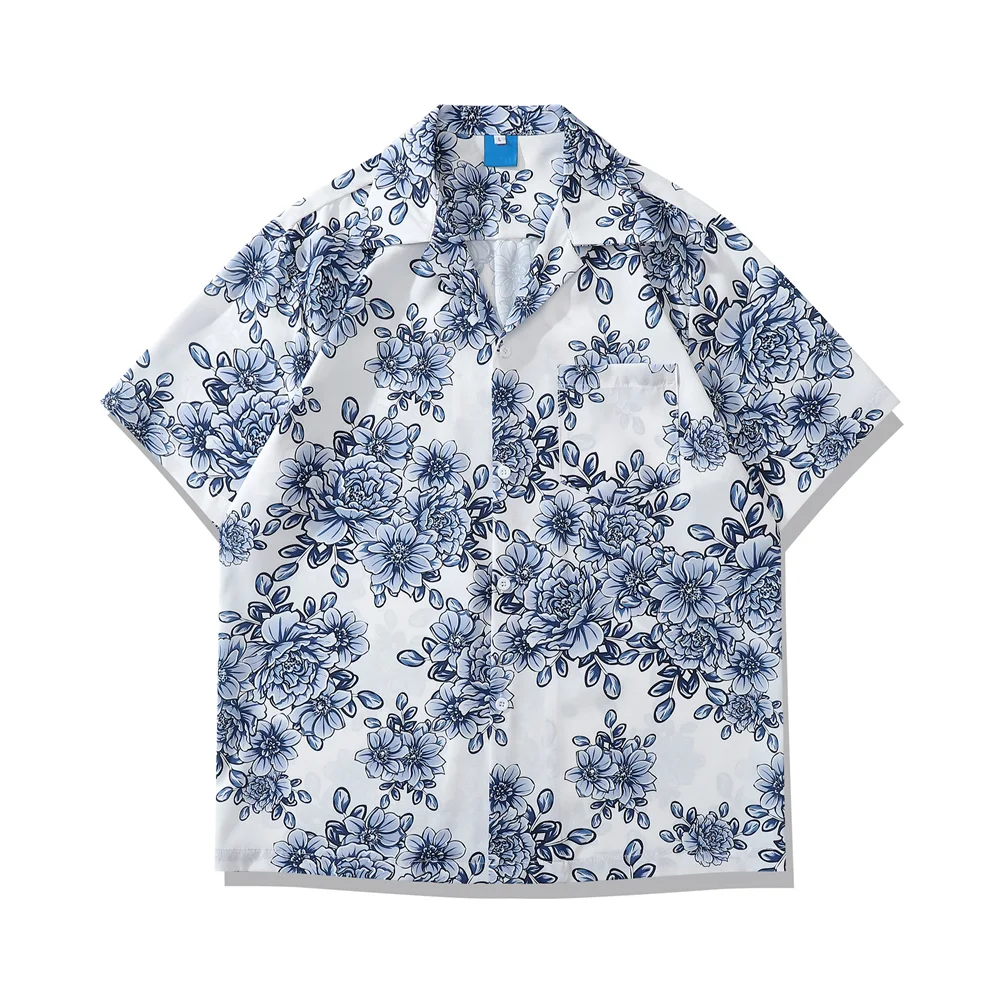 

Dark Icon Floral Printed Vintage Street Shirts for Man Women Summer Thin Cool Material Men's Shirt