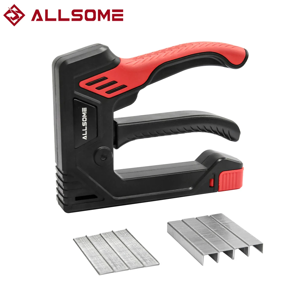 Allsome 2 in 1 Stapler Gun with 400 Staples, Upholstery Staple Gun Heavy Duty, Manual Brad Nailer Power Adjustment Stapler Gun