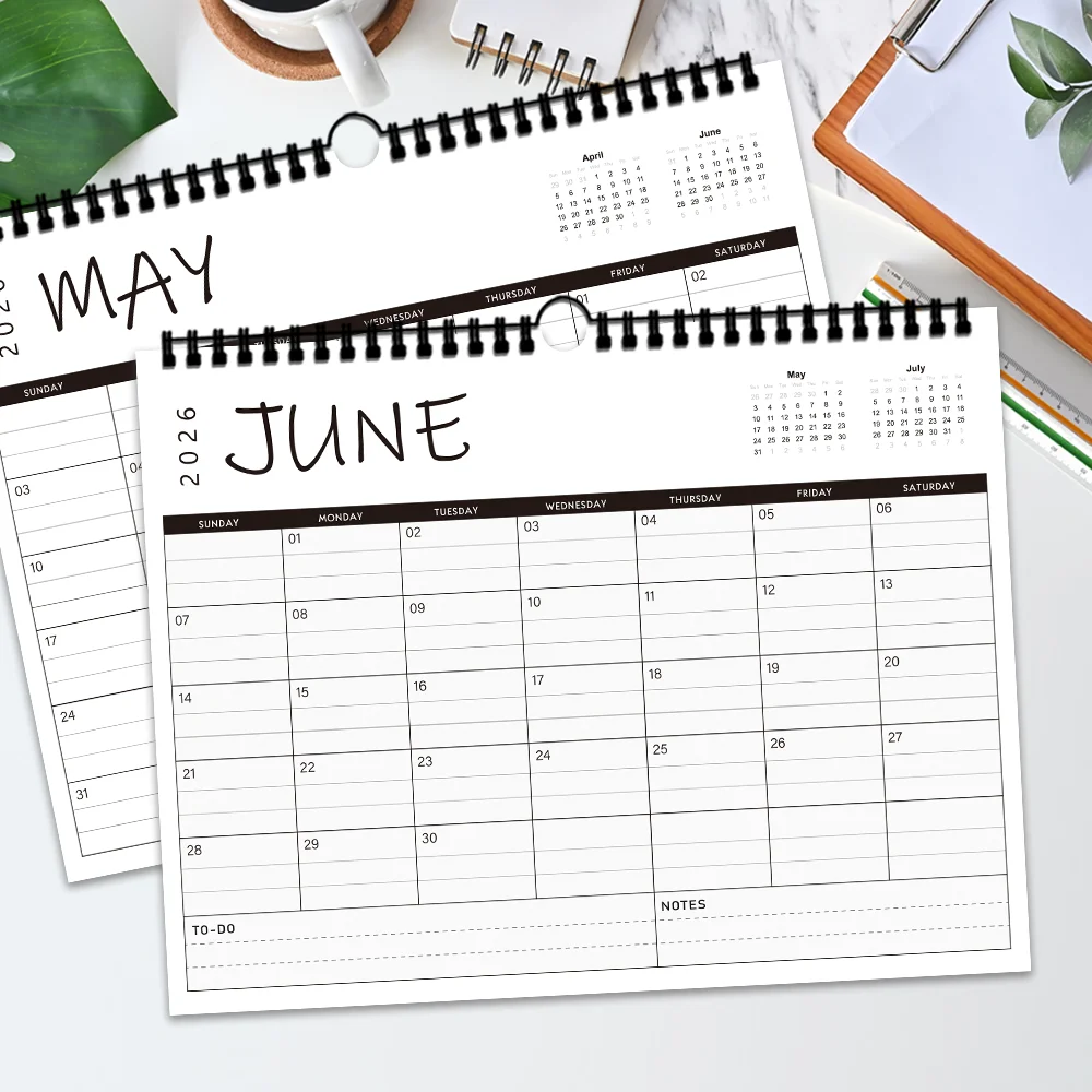 1 قطعة تقويم حائط 2026، تقويم بسيط باللونين الأبيض والأسود، مخطط شهري لمدة 12 شهرًا، هدية مثالية لأعياد الميلاد وأعياد الميلاد وعيد الميلاد #1