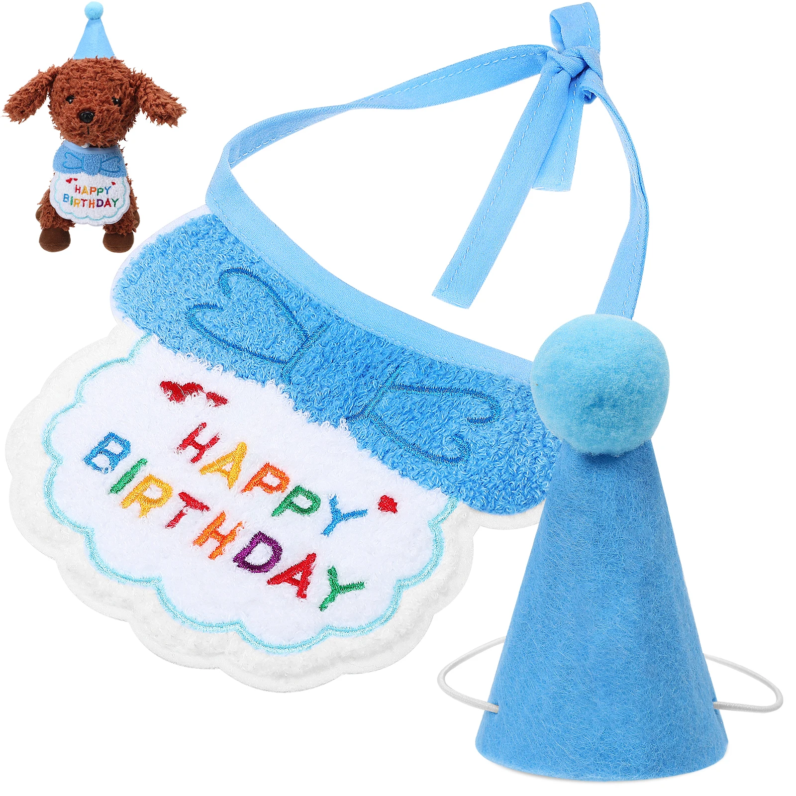 

Pet Bib Set Adjustable Cat Outfit Hat Material Party Supplies Accessories Small Dog Decorations Pet Birthday Hat Dog