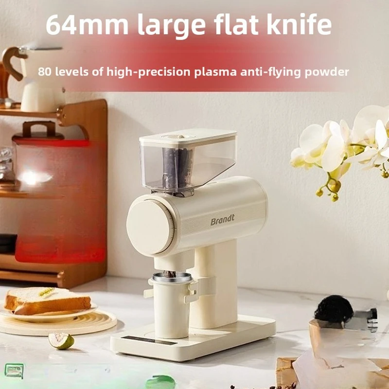 

CAFOVO Electric Coffee Grinder 64mm Flat Burr Coffee Grinder 80 Stepless Grinds Plasma Anti Static Bean Hopper Design Miller