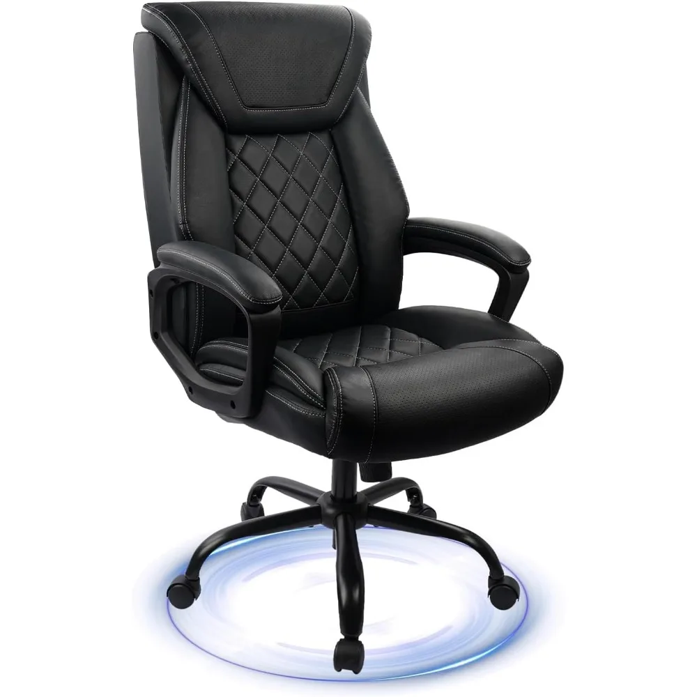 

Executive Leather Office Chair, Heavy Duty Tall Chair, Ergonomic Desk Chair with Lumbar Support and Padded Armrestes, Co