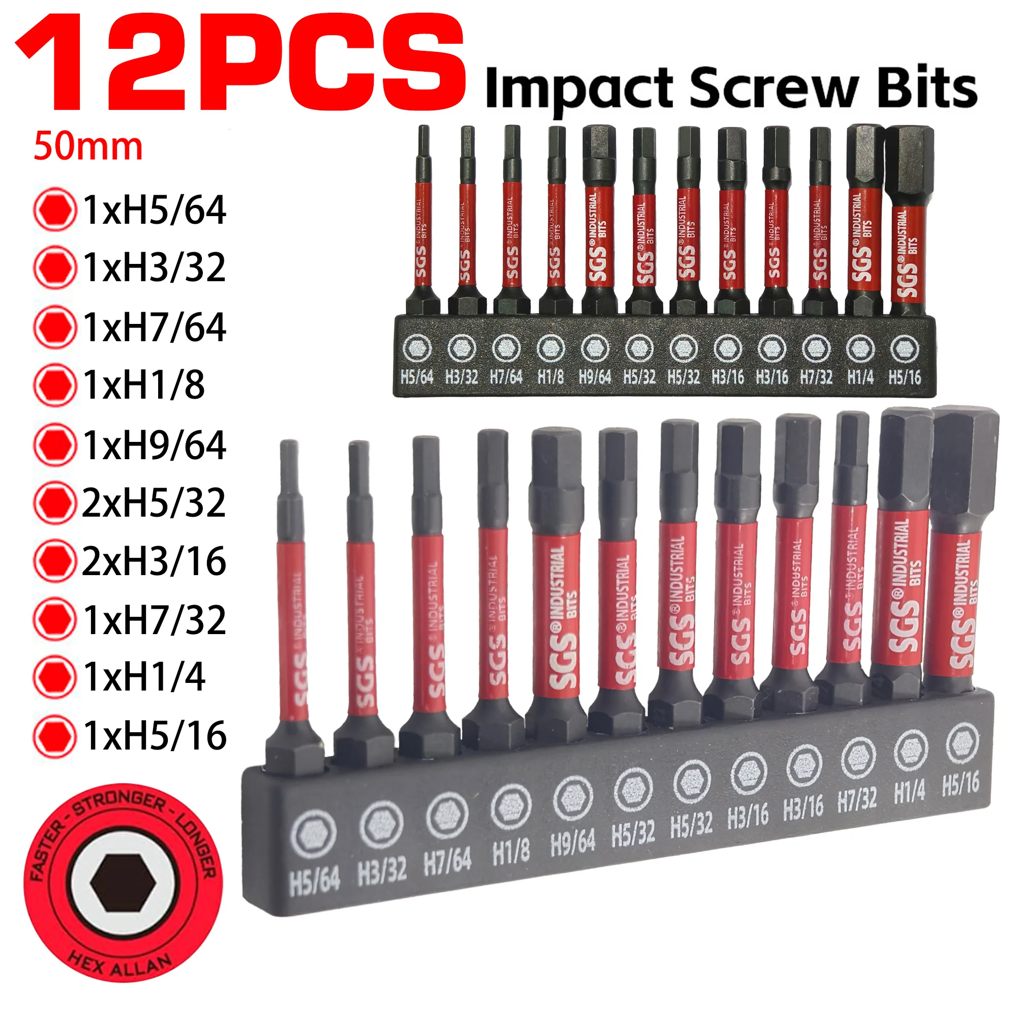 12/24 Piece Industrial-Grade Durable Impact Bit Set, Made of S2 Alloy Steel, Impact-Resistant and Anti-Breakage, Dual Standard (Imperial/Metric) Anti-Slip Precision Bits, the Best Partner for Power To image 5