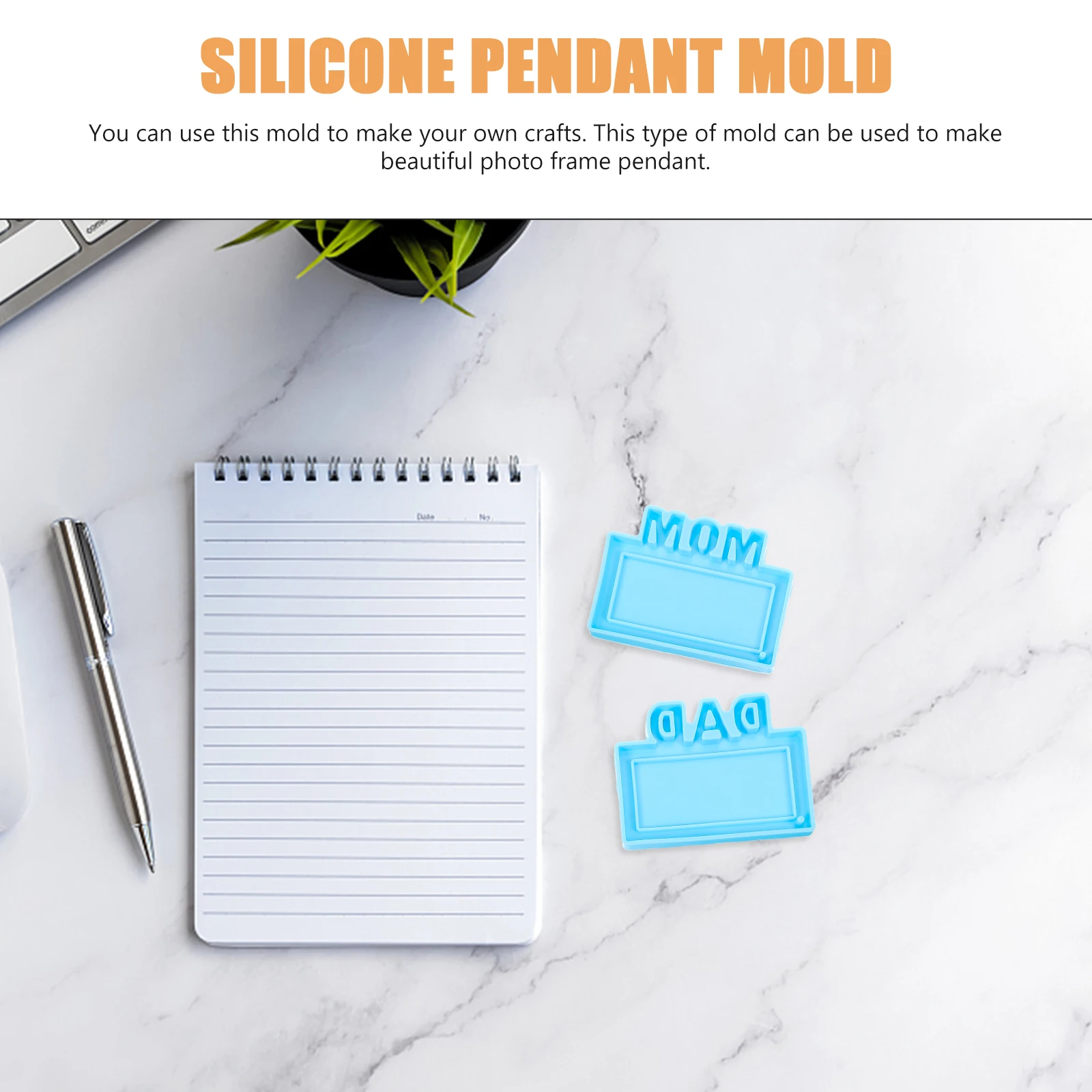 

2Pcs Silicone DIY Picture Frame Pendant Molds Dad Mom Resin Keychain Mold for Father's Mother's Day Craft Gift