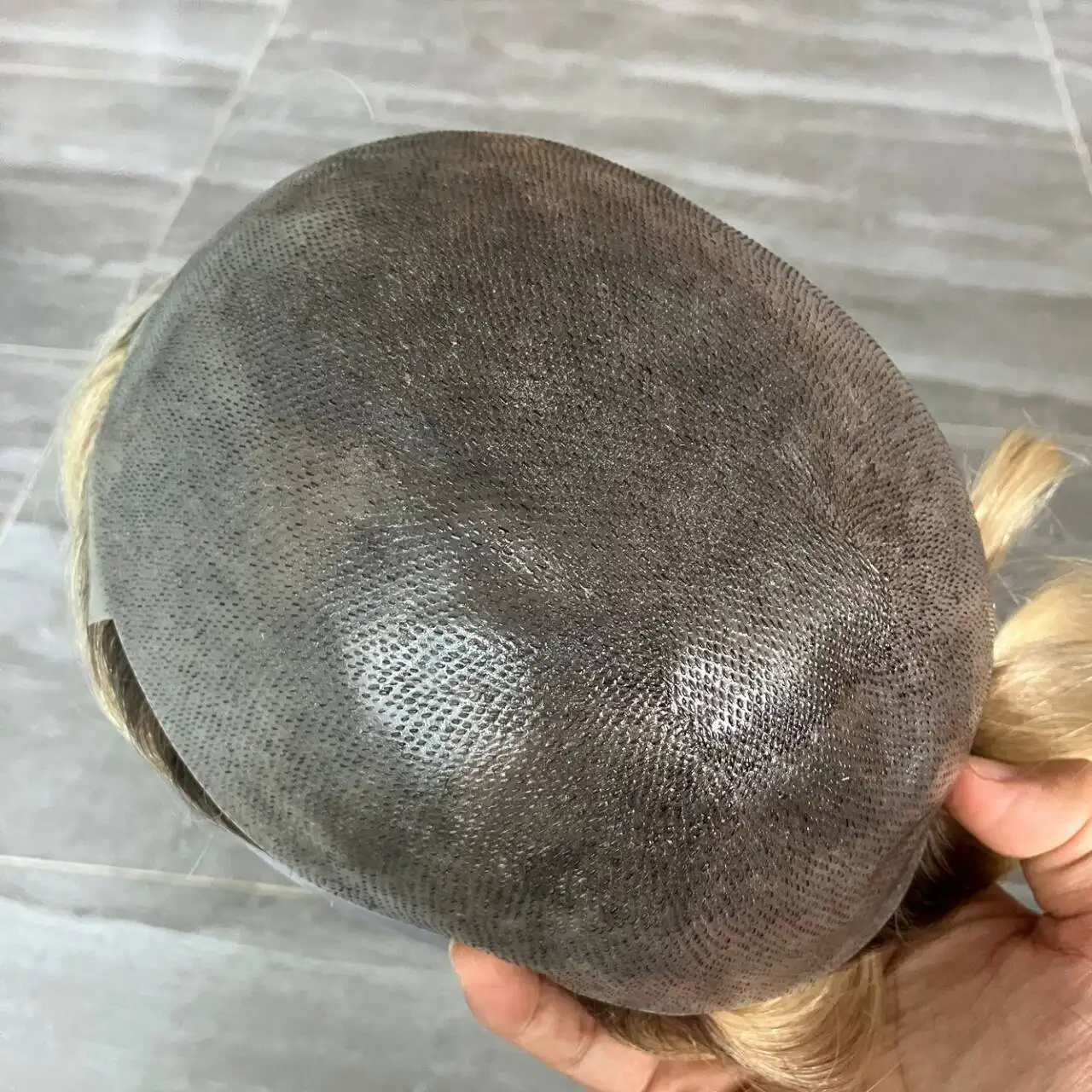 Toupee de cabelo humano masculino, toupee de linha fina natural, base cutânea completa, sistema de prótese capilar masculino, raízes claras, ombre, durável, #613