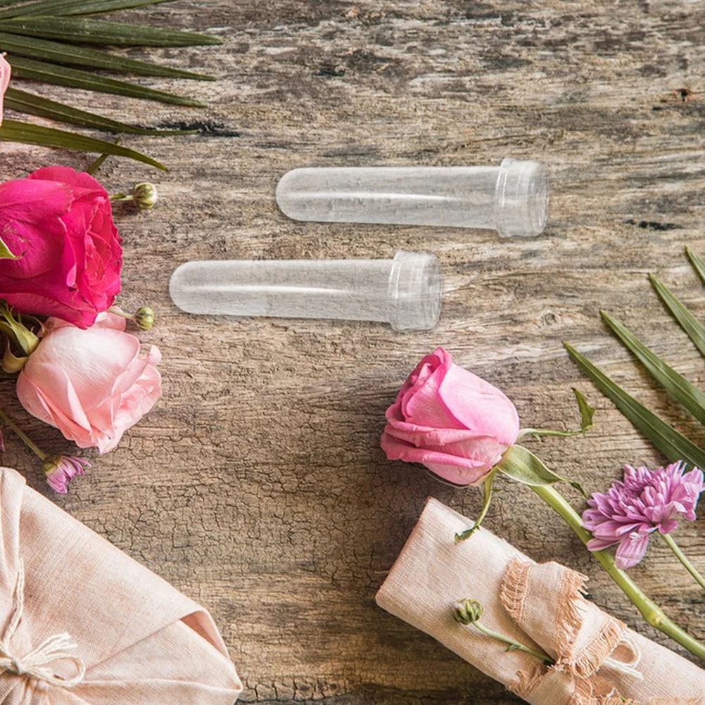 20 piezas tubos de agua de flores de plástico con tapas para flores de tallo único arreglos florales conservación de frescura floración longevidad