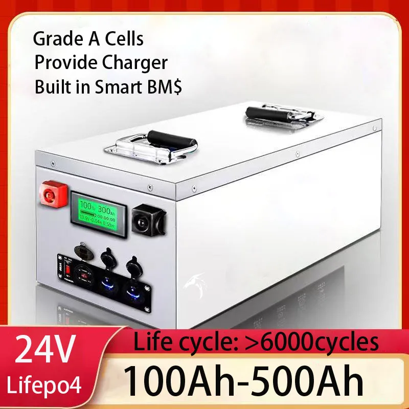 

24 В 200 Ач Lifepo4 Аккумулятор 100 Ач 150 Ач 250 Ач 300 Ач 350 Ач 400 Ач 500 Ач Перезаряжаемый для 2000 Вт Солнечная система ДБП Троллинговый двигатель byShe