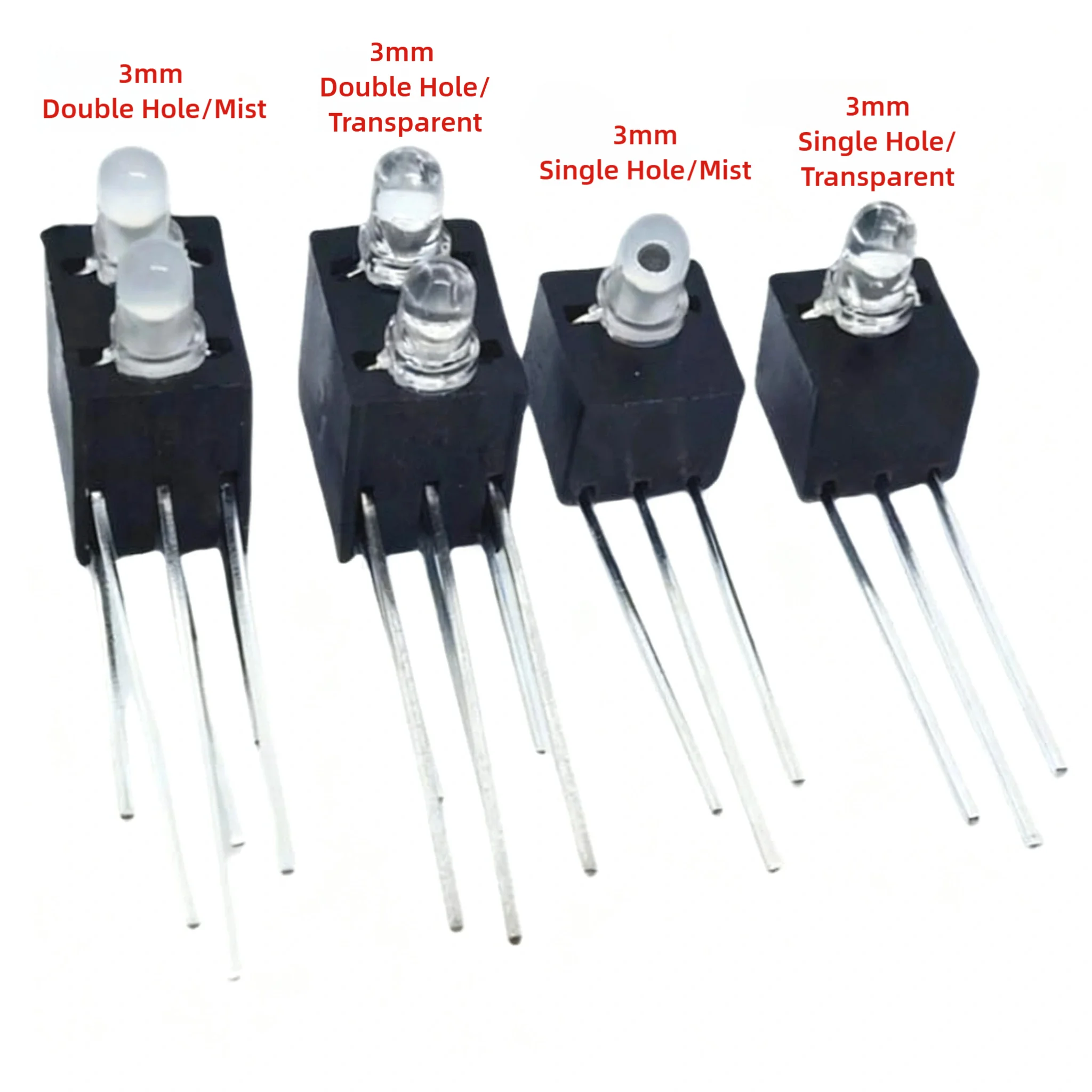 F3MM Dual-Color Single-Hole, Dual-Hole Seat, 90-Degree Bent Foot, LED Indicator Light Bead, Light-Emitting Tube, Black Plastic