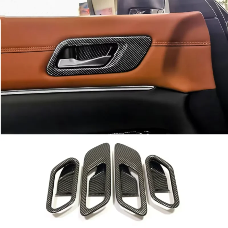 

For Nissan Pathfinder 2024 Car Styling Accessories ABS Carbon Fibre Interior Inner Door Handle Bowl Protector Frame Cover Trim