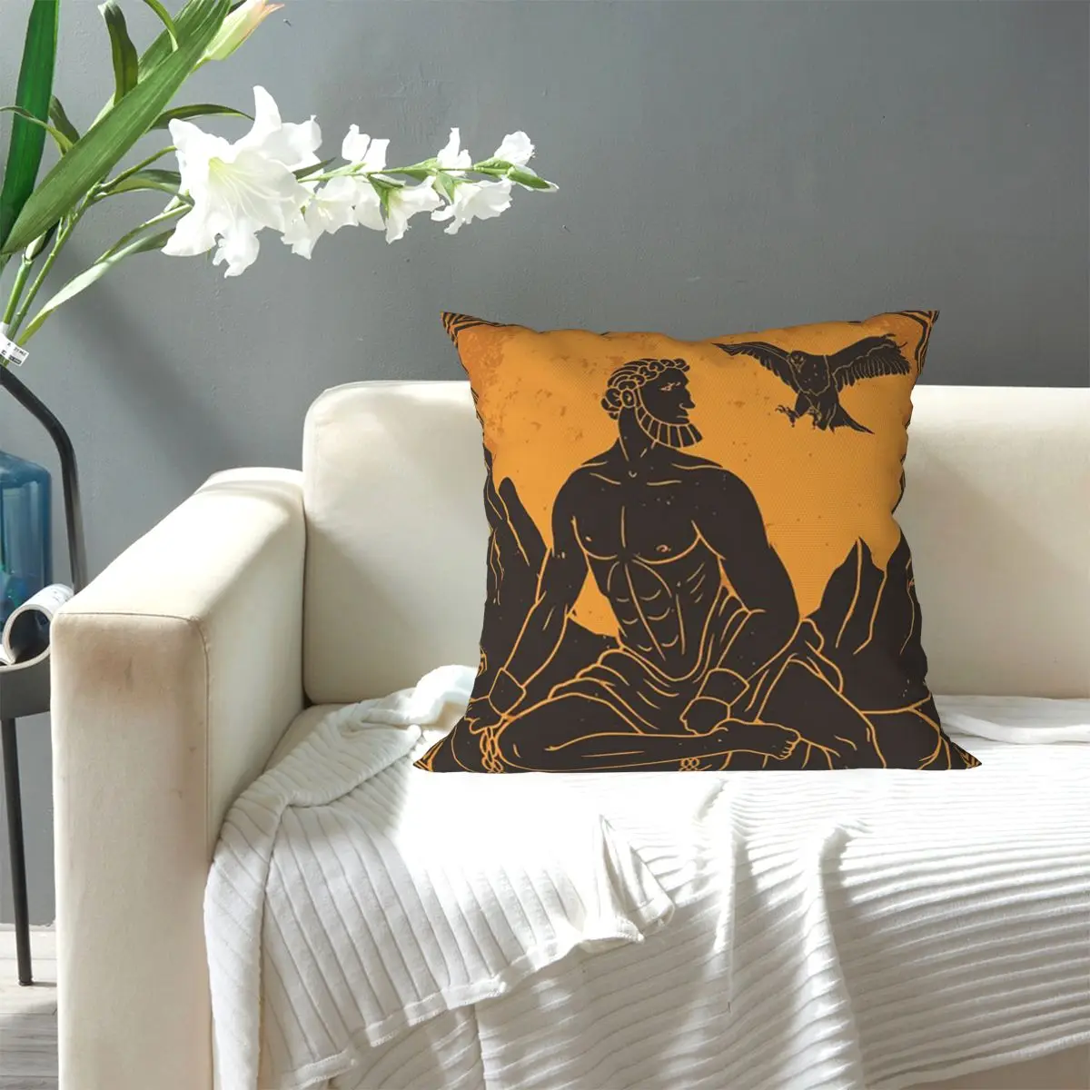 Prometheus Greek Mythology Square Pillowcase Pillow Cover Cushion Zip Decorative Comfort Throw Pillow for Home Bedroom