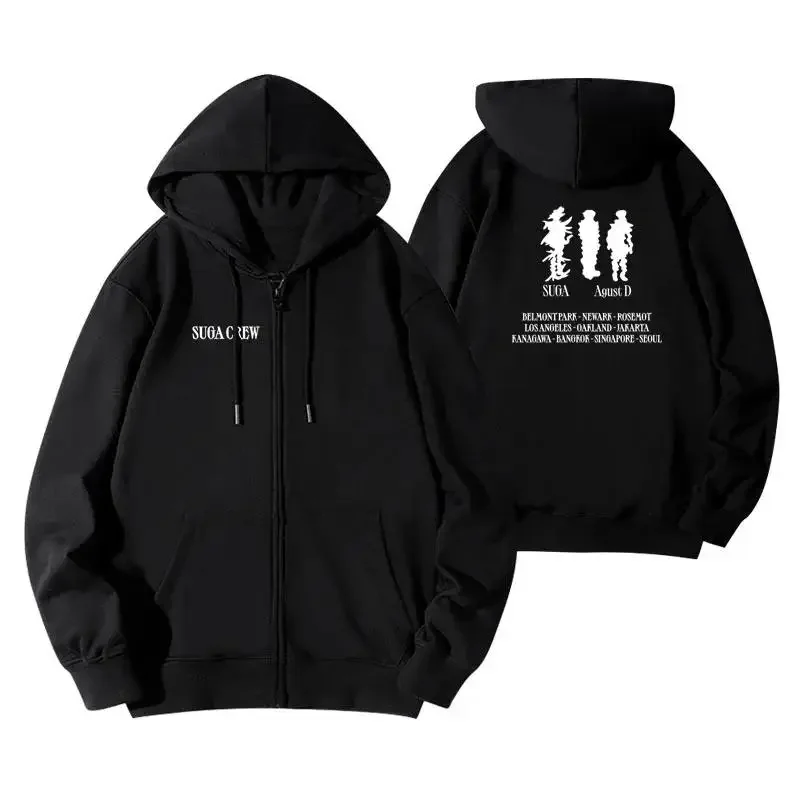Anti-pop Suga Shiina Special Album Agustd D-day Concert Hooded Sweatshirt Zip-up Jacket Casual Scene Hoodies LooseSweatshirts