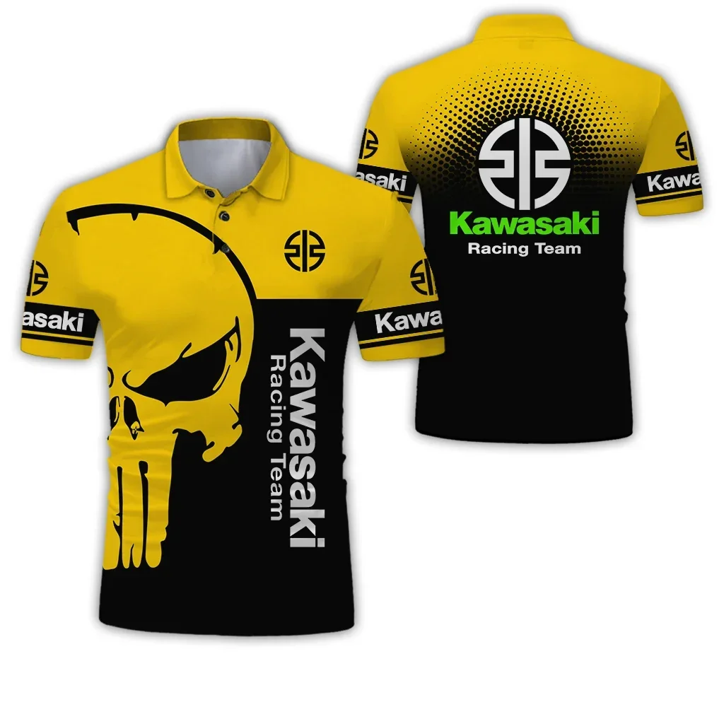 

Kawasaki Motorcycle Summer Men's 3D Printed Polo Shirt Men's Casual Sports Fashion Men's Polo Top