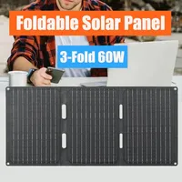 3-Fold 60W Solar Panel Portable USB Type-C Foldable Bag Power Charger For Outdoor Hiking Camping Phone Mobile Power Supplies