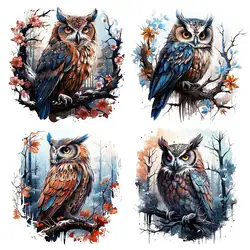 Owl in Winter Watercolor Wall Stickers Bedroom Kids Room Background Decoration Animals Home Decor Self-adhesive Wallpaper S387