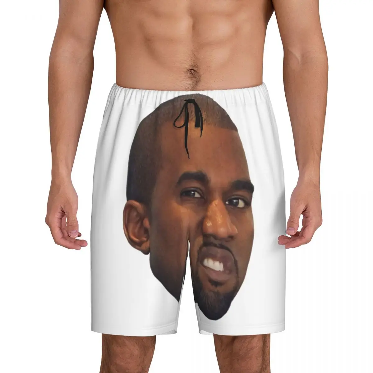 Custom Print Men Funny Kanye West Meme Pajama Bottoms Rapper Music Producer Sleepwear Pjs Sleep Shorts with Pockets