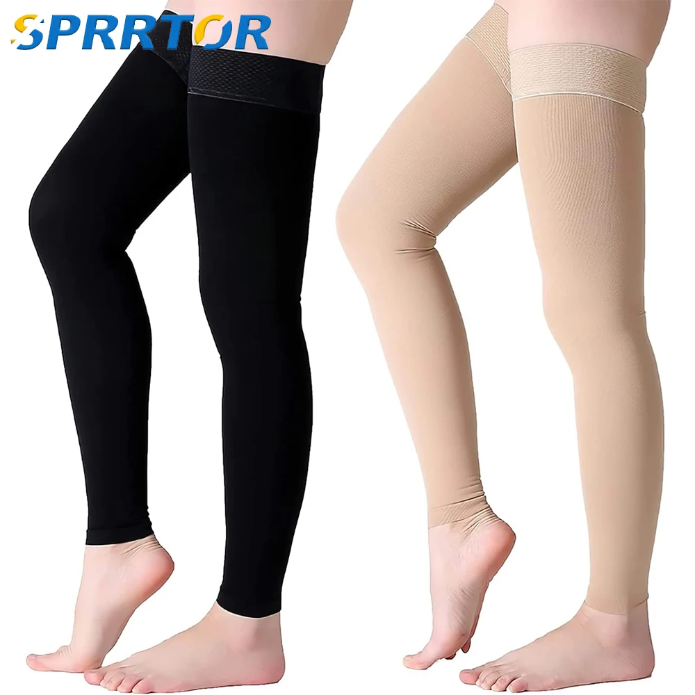 Open Toe Knee-High Compression Stockings Varicose Veins Stocking Compression Brace Wrap Shaping for Women Men 18-21mm