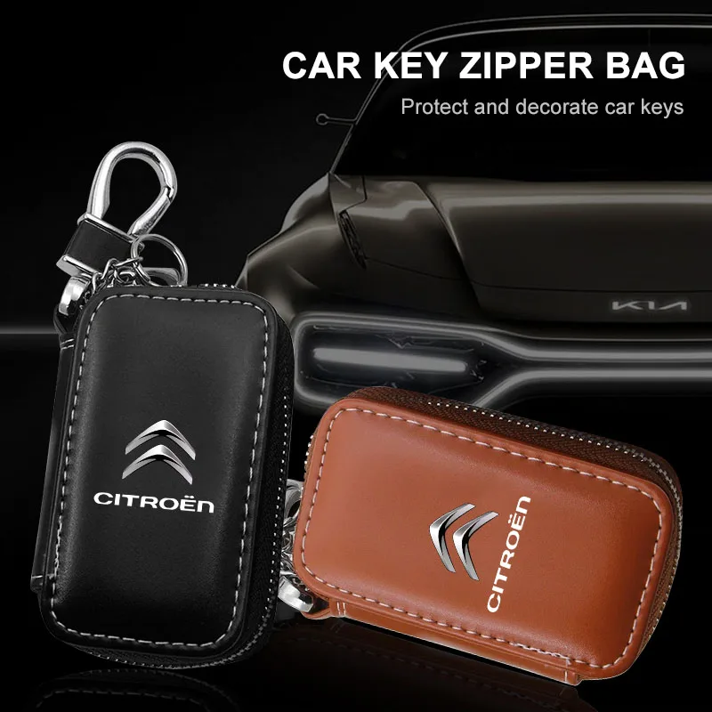 

1Pcs Car Keychain Covers Key Holder Genuine Leather Car Key Wallets Bag For Citroen C1 C2 C3 C4 C5 X7 Berlingo Xsara C8 C4L DS3