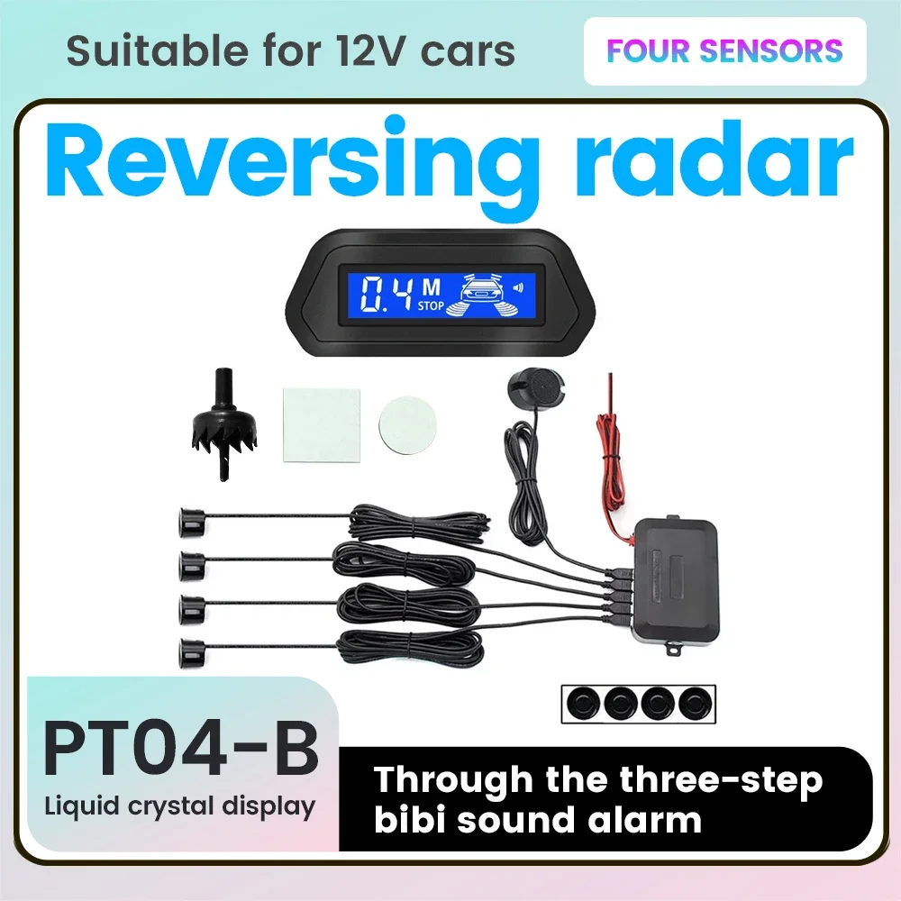 Car Parktronic Multiple Reversing Radar LCD Display Screen Parking Sensor Backlight Backup Monitor Detector System Sould Alarm