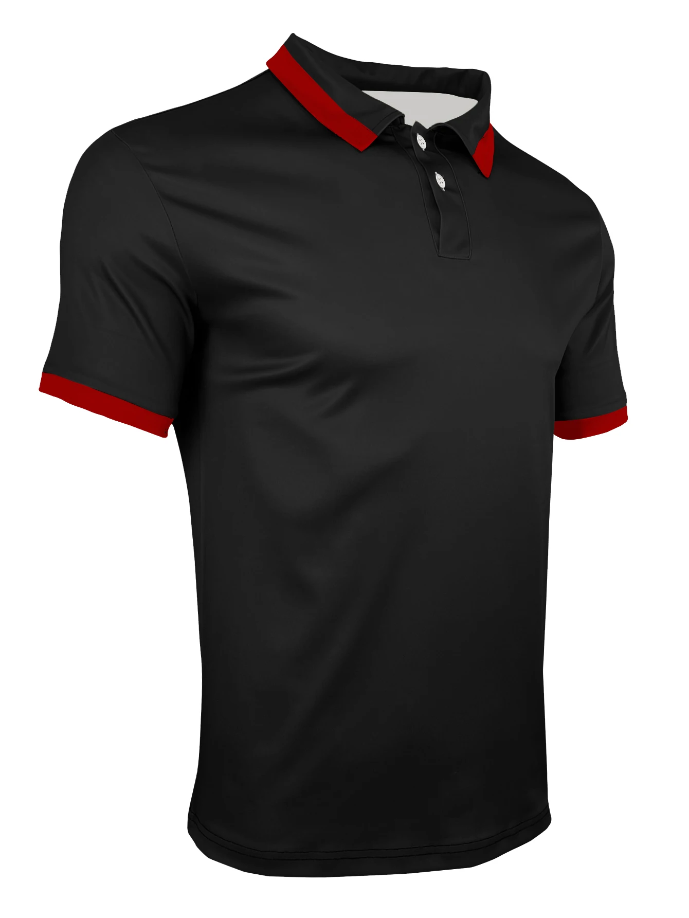 Men\'s minimalist black and red solid color trend casual street clothing 3D printing lapel short sleeved POLO shirt summer fashio