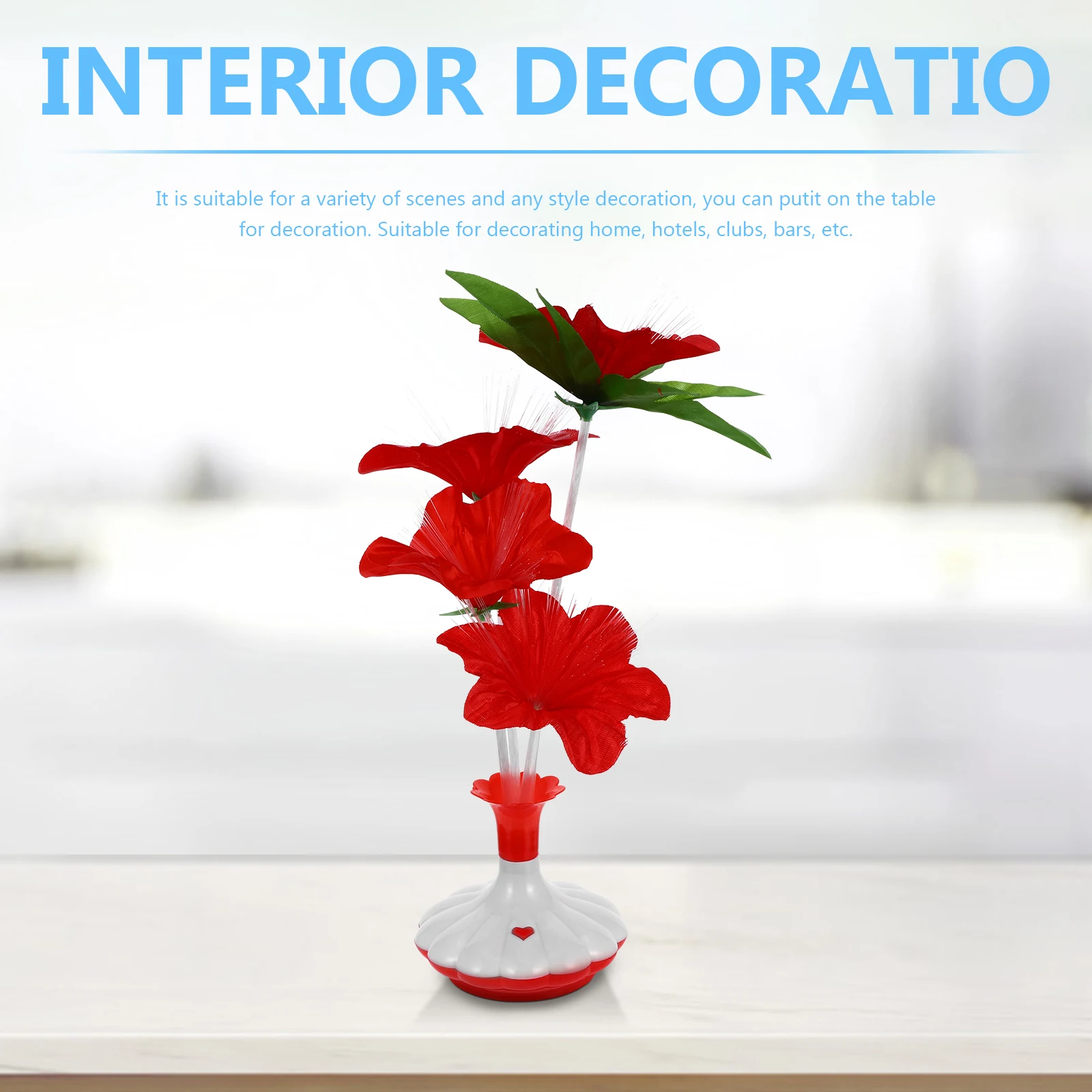 

4pcs Led Lamp Plastic Floral Childproof Night Lamp Flower Tabletop Vase Vase Light Light Home Decor