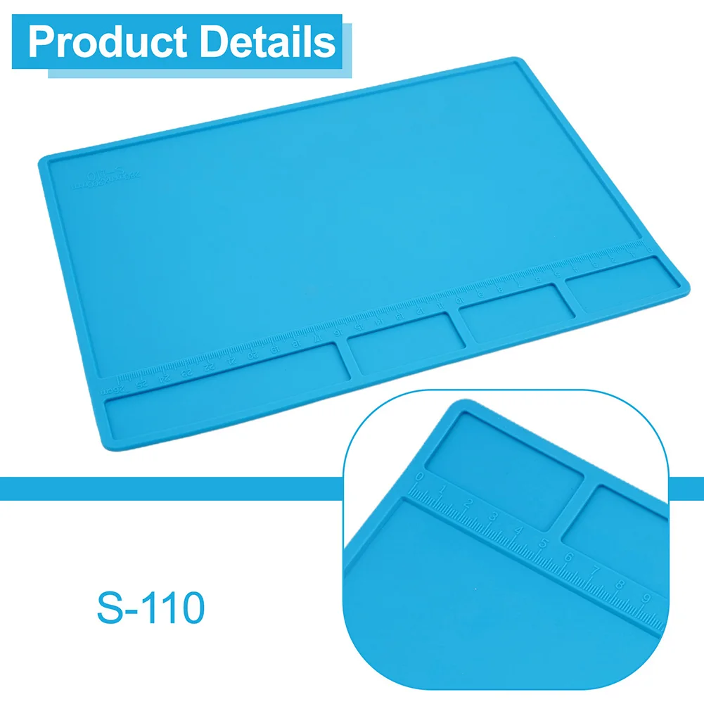 S110 Silicone Mat for Electronics Repair with Heat Resistance and Anti Static Properties for Organized and Efficient Soldering