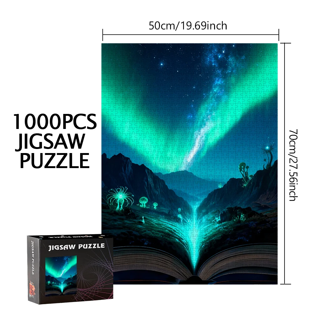 Puzzle da 500 pezzi o 1000 pezzi Aurora e notte stellata - Cielo notturno con stelle, sfida intermedia adatta per s &, /Cristo