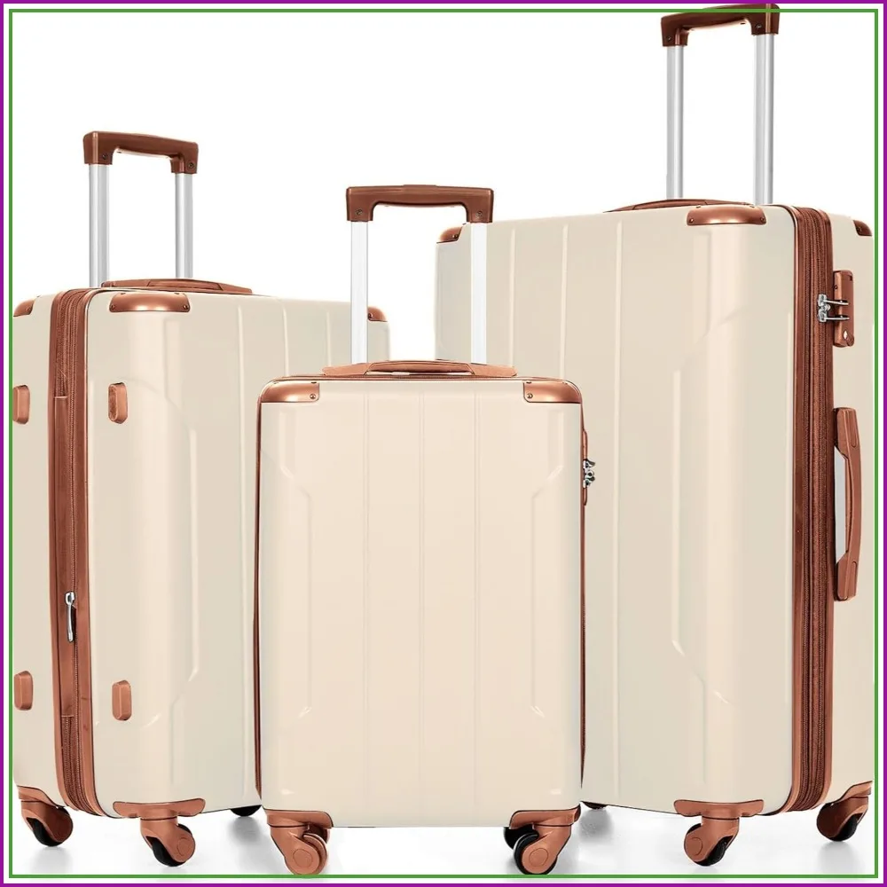 3 Piece Expandable Luggage Set with TSA Lock Hardshell Suitcase