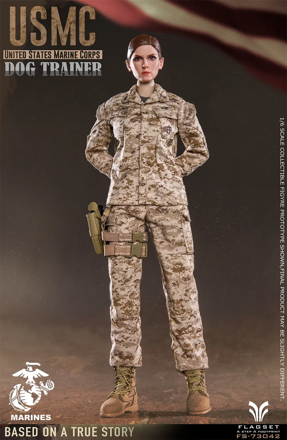 In magazzino FLAGSET FS73042 1/6 USMC Dog Trainer modello soldato femminile 12 ''Action Figure Set completo giocattolo da collezione