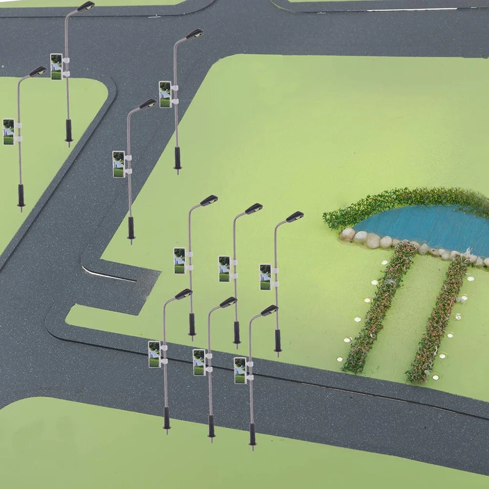 BAAA-20 قطع نموذج صغير قطار السكك الحديدية عمود الإنارة ضوء الشارع المصابيح الدافئة الأبيض HO مقياس 1:100 حديقة مصابيح إضاءة للمناظر الطبيعية