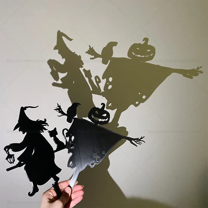 Halloween Silhouette Yard Stakes Set,Pumpkin Scarecrow Witch With Cat Shadow Projection Decor,Outdoor Lawn Garden Party Ornament