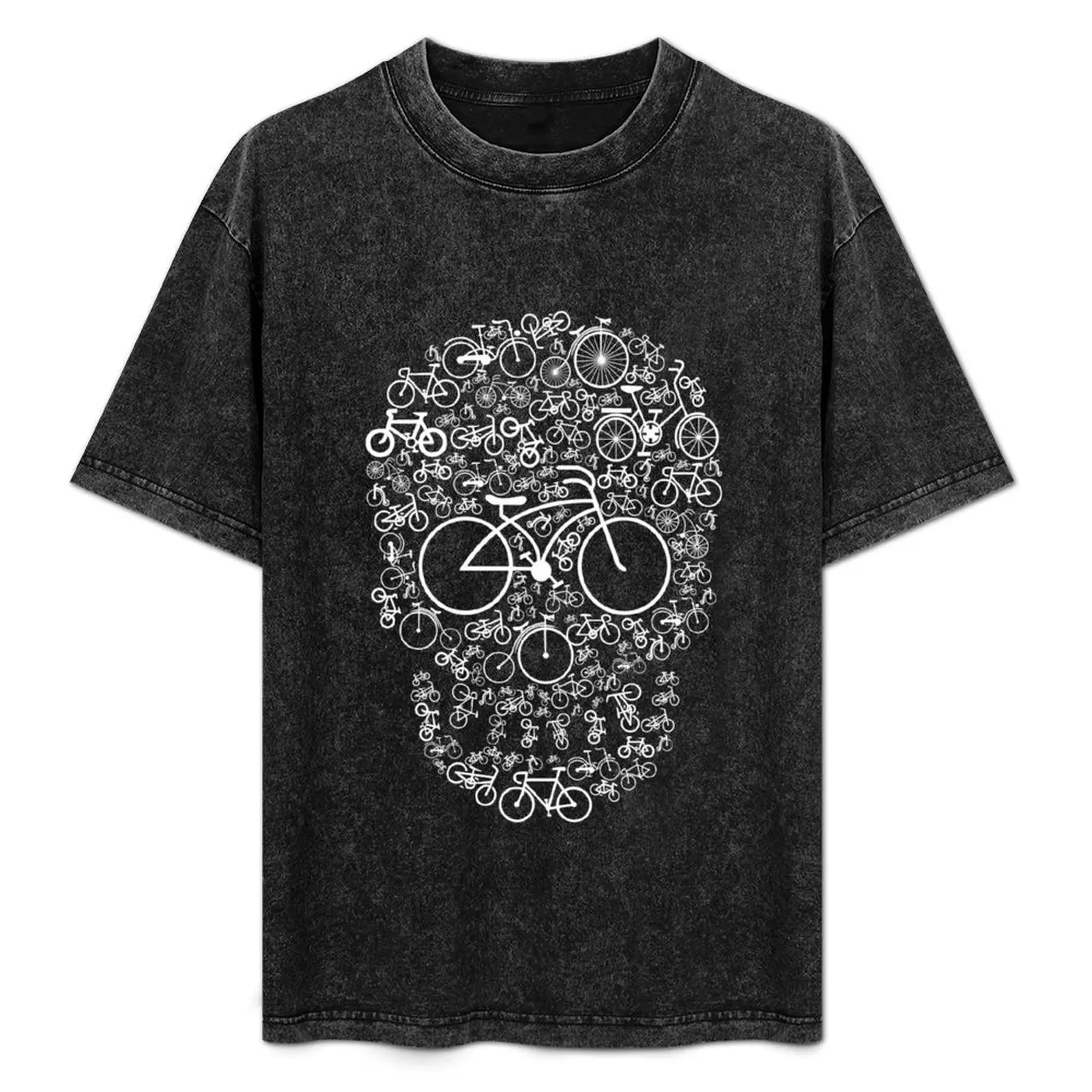 

Relaxed Tee Shirt - Bicycle-Skull T-Shirt Street Style Casual Tee Shirt