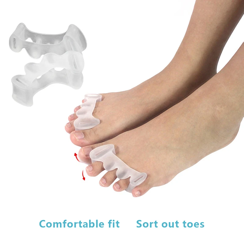 2Pcs Silicone Toe Separator Three-hole Valgus Thumb Orthopedic Pad Overlapping Hammer Foot Corrector