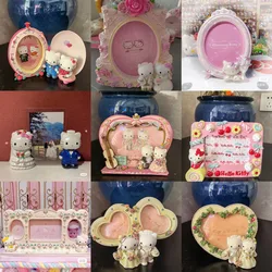 Hello Kitty Photo Frame Sanrio Kt Cat Y2K Anime Model Cartoon Pumpkin Carriage Decoration Crafts For Wedding Gift Home Decor Toy