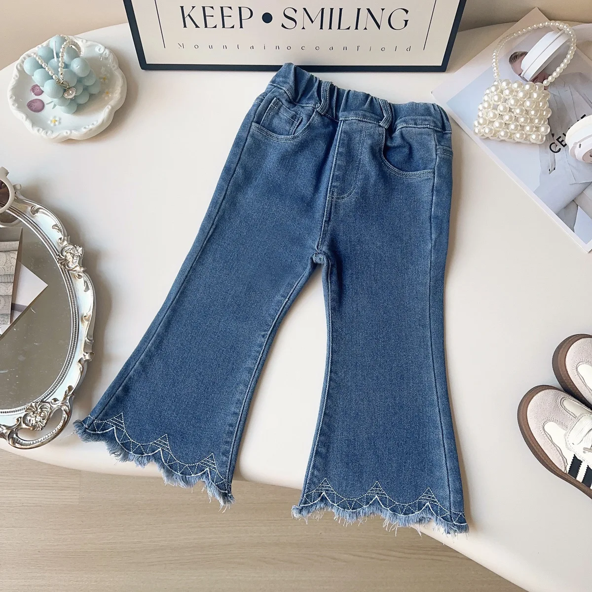 

Girls Jeans Spring Autumn 2025 New Children Fashion Denim Pants Clothing For Baby Girl Long Trousers Kids Leggings Outfits 6 7Y