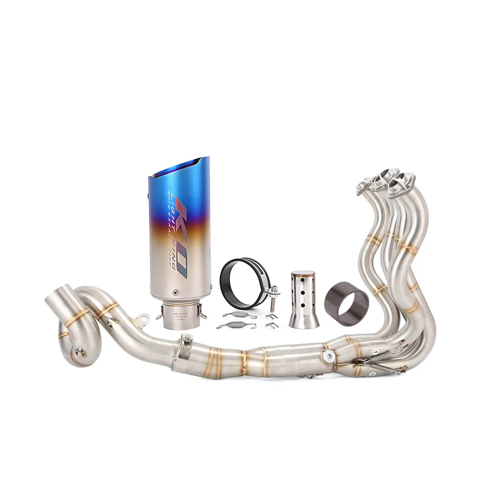 Header Pipe Motorcycle Full Exhaust System Stainless Steel Middle Link Pipe With DB Killer Slip On For Kawasaki ZX6R 2009-2023