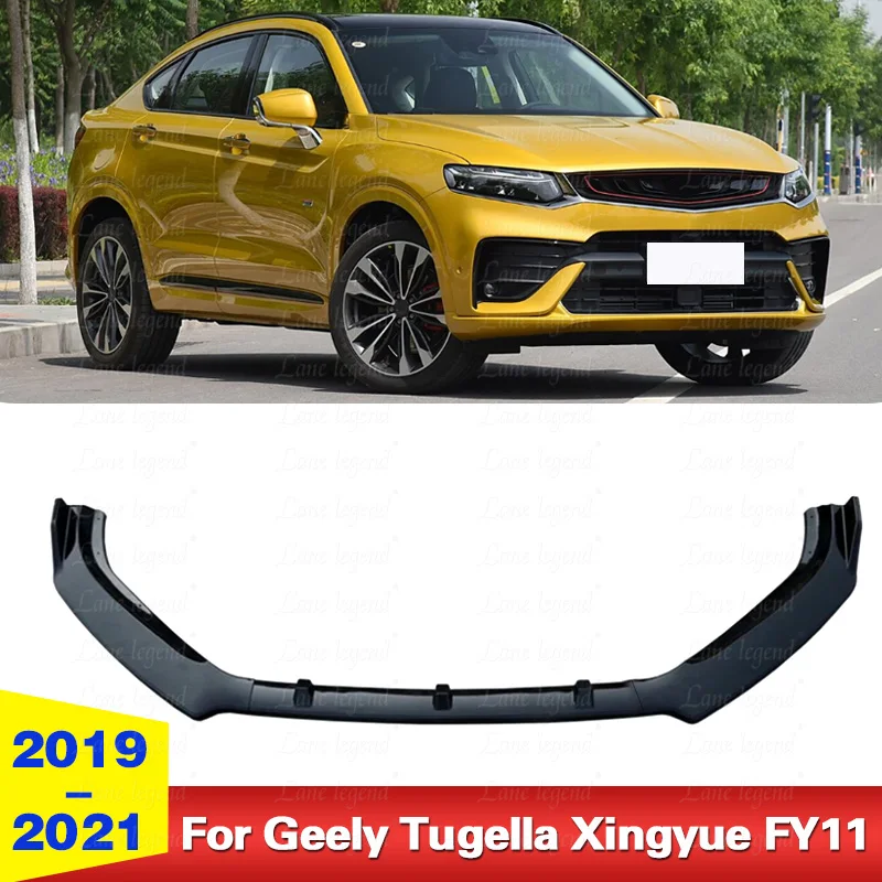 For Geely Tugella Xingyue FY11 2019-2021 Car Front Bumper Splitter Lip Spoiler Diffuser Guard Exterior Accessories Body Kits