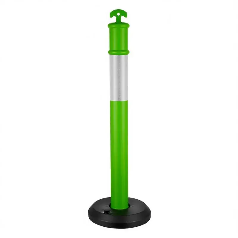 Poteau de signalisation 114 cm, balise de délimitation avec base remplissable et bandes réfléchissantes, délinéateur de circulation pour contrôle des foules, chantier, parking, vert